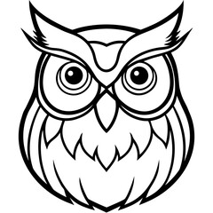 Owl Head Vector Illustration – Clean Line Art