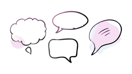 Pastel watercolor speech bubbles thought bubble purple