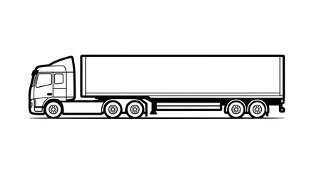 A side profile illustration of a large, modern semi-truck and trailer unit.
