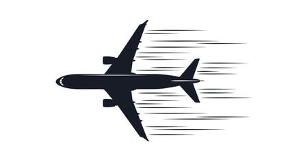 Silhouette of a jet plane in flight, with motion blur effect.