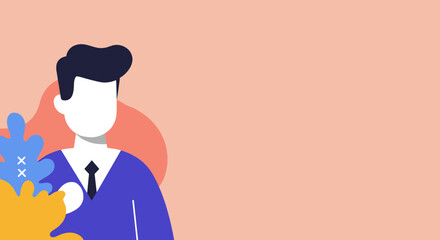 Modern illustration of a professional man in business attire, ideal for corporate themes, communication, or abstract concepts with ample copy space.