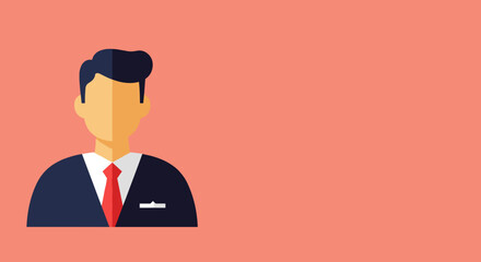 Professional flat design illustration of a businessman avatar with copy space. Ideal for corporate profiles, user icons, or business concepts.