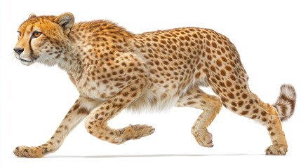 Fototapeta premium Cheetah Running in Motion with White Background