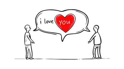 Red heart with text you love white