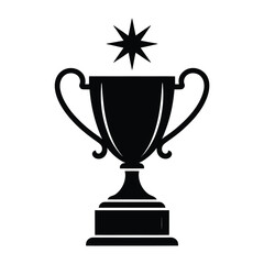 Black silhouette of a champion trophy with a star