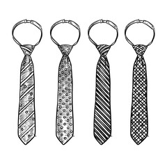 necktie vector line art hand drawn illustration set collection