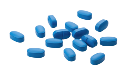 Pile of Blue Pills Isolated Transparent PNG
