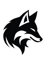 fox head vector white and black