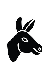 vector illustration of a black and white donkey
