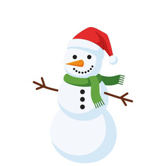 Festive Cartoon Snowman with Red Hat and Scarf