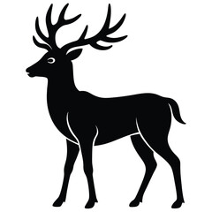 Black silhouette of a stag with large antlers deer 1