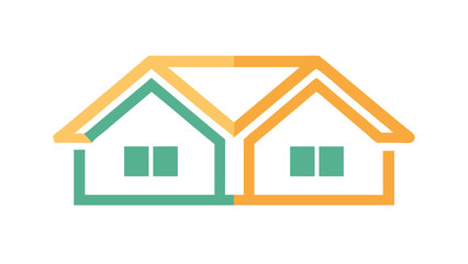 Obraz premium Twin houses with orange and teal roofs home building