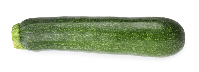 One fresh ripe zucchini isolated on white, top view