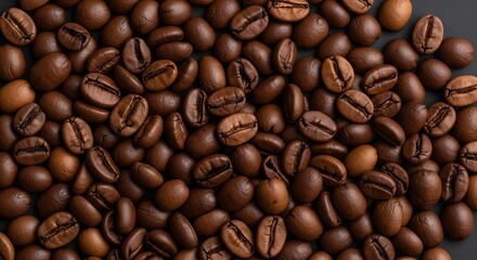 Fototapeta premium Roasted Coffee Beans Aromatic and Rich Dark Brown Coffee Beans