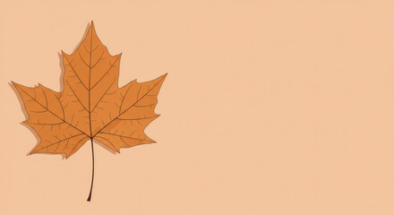 Fototapeta premium Autumn Maple Leaf on a Peach Background A Minimalist Celebration of Fall