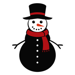Cute Snowman with Red Scarf – Winter Festive Vector