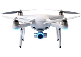 White Drone with Camera for Aerial Photography and Videography on transparent background