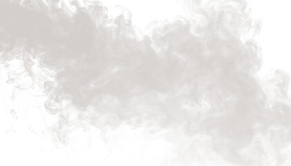PNG of white smoke hovering across center with gentle motion, isolated airy vapor on transparent background, ideal for dreamy visuals, abstract art, decorative overlays, and digital graphics.