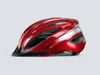 Fototapeta premium Red and Black Bicycle Helmet with Ventilation Openings and Adjustable Fit
