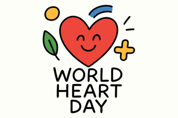 World Heart Day illustration with smiling heart symbol
