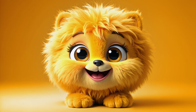 peluche b&eacute;b&eacute; lion mignon jaune orange, dessin 3-d pictogramme &eacute;moji manga