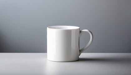 Obraz premium selective focus minimalist white mug medium close up shot on clean background