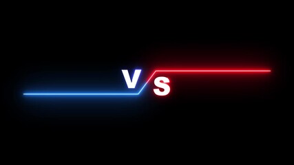 Neon glowing VS frames light . Neon banner Announcement of two fighters. VS versus bars neon animated versus vs bars neon multiplayer co op team with smoky black background.