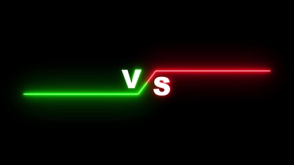 Neon glowing VS frames light . Neon banner Announcement of two fighters. VS versus bars neon animated versus vs bars neon multiplayer co op team with smoky black background.