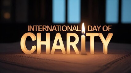 international day charity glowing letters candle light