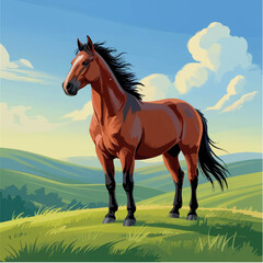 Fototapeta premium illustration, design, horse, vector, animal, drawing, wild, art, graphic, isolated, nature, farm, beautiful, silhouette, mammal, speed, background, mare, equestrian, symbol, black, mane, outline, 