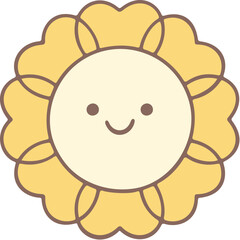Kawaii cartoon smiling yellow flower