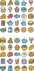 Colorful Food and Drink Icons Collection 1.