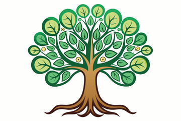 Fototapeta premium Tree and roots design on white background, best tree for logo.