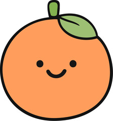 Kawaii cartoon orange fruit with smiling face