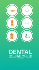 Dental Hygiene Month October Poster Design Template for Oral Health Awareness Featuring Tooth and Toothbrush Icons Dentist and Healthcare Banner Teeth Wellness Campaigns for web mobile responsive
