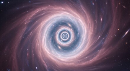 Swirling nebula with pink, blue, and white colors forms a cosmic tunnel