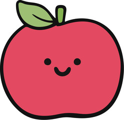 Kawaii cartoon red apple fruit with smiling face