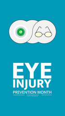 Eye Injury Prevention Month October Awareness Poster Design with Vision Care and Safety poster Medical Healthcare Banner Template for Eye care Campaign design   for web mobile responsive

