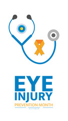 Eye Injury Prevention Month October Awareness Poster Design with Vision Care and Safety poster Medical Healthcare Banner Template for Eye care Campaign design   for web mobile responsive

