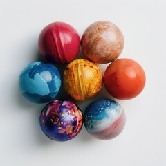 solid marble planets made out of lipsticks