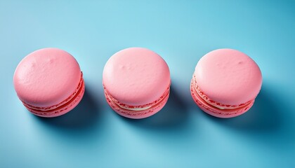 colorful pink macaron dessert illustration on a light blue background