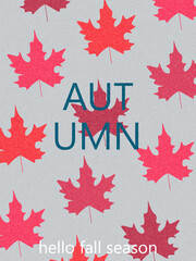 Trendy autumn poster, cover and card with maple leaves of bright colors. Abstract autumn background for thanksgiving day, template for advertising, sales, websites and banner.