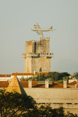 Airplane over the castle