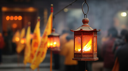 Sacred Lanterns Lighting the Way during Phuket Vegetarian Festival Ritual Procession in Thailand’s Spiritual Celebration