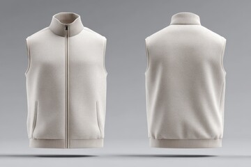 Sweater Vest Template. Blank Track Vest Jacket Mockup in 3D Illustration, Front and Back Views