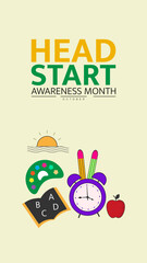 Head Start Awareness Month October Poster Design with Children creative and Learning  icon Educational Banner for Early Childhood Learning Program School Campaign Template for mobile responsive

