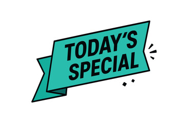 Obraz premium Flat vector banner design text TODAY SPECIAL bold modern font turquoise and black palette tag ribbon vector style isolated on white