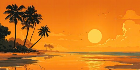 Tropical sunset beach scene (5)