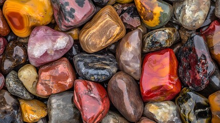 Vibrant Colorful Polished Stones Texture Background