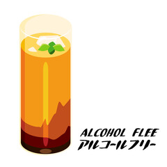 アルコールフリーのカシスオレンジのイラスト